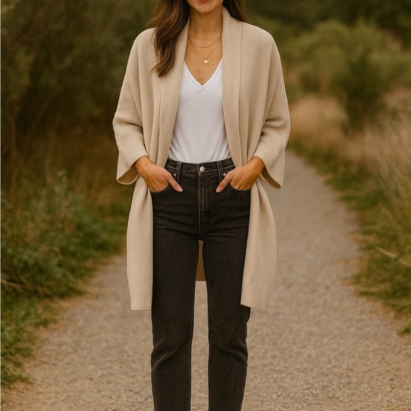 Kerisma Mercer Open Cardigan Sweater Size S/M Beige Ecru Angora Casual Staple - Picture 2 of 13